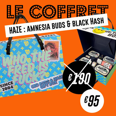 Le Coffret CBD Haze :  inkl. 4 Amnesia Buds und 4 Black Hash